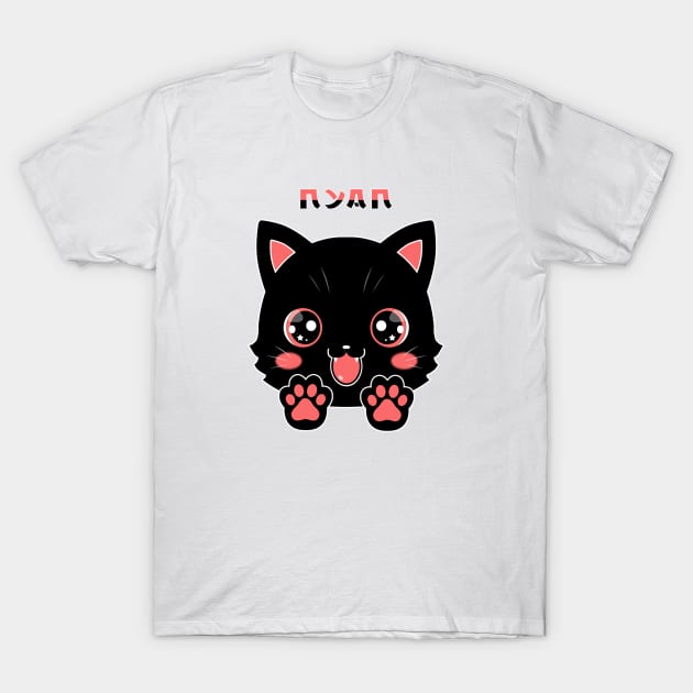 Cute Black Cat Paw Anime T-Shirt by ARTIM